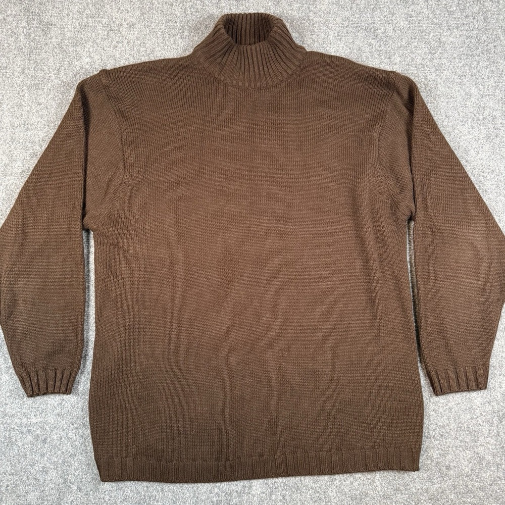 🧶 Vintage MECCA USA Mock Neck Knit Sweater 2XL Brown Acrylic Y2K Baggy Skate